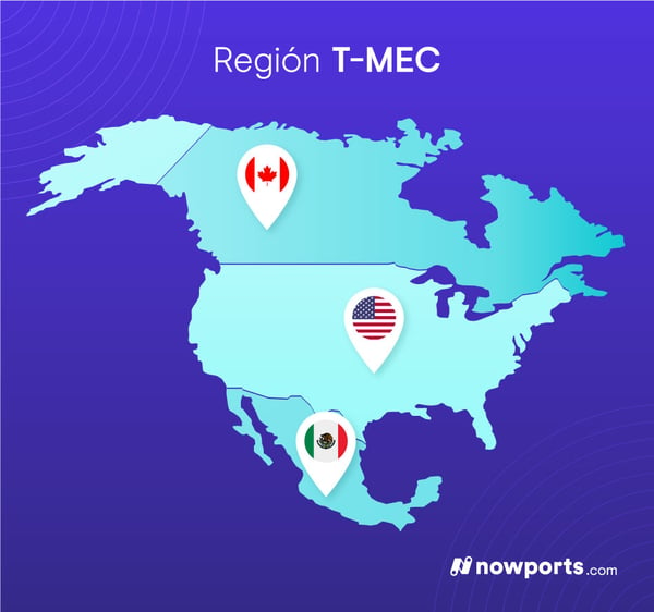 Mapa de la región T-MEC